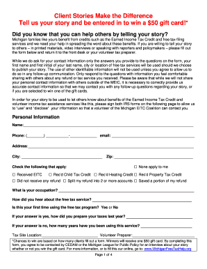 Michigan EITC Client Story Form