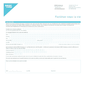 Formulaire d'autorisation de paiement par carte de crédit