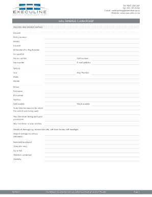 Hail Damage Claim Form