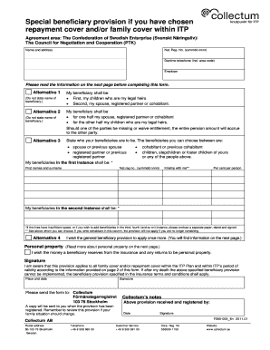 Swedish Beneficiary Provision Form