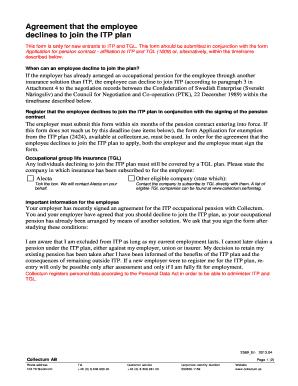 Employee ITP Plan Decline Agreement