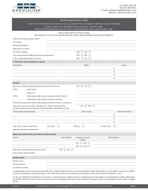 Motor Addendum Form