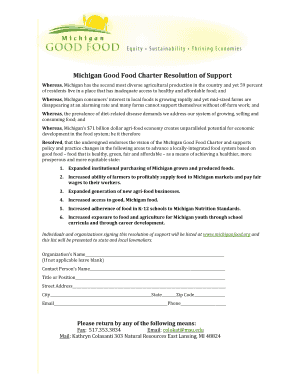 Michigan Good Food Charter Resolution of Support