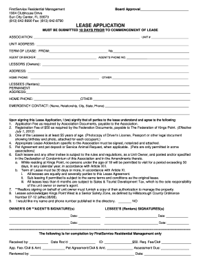 Florida Condominium Lease Application