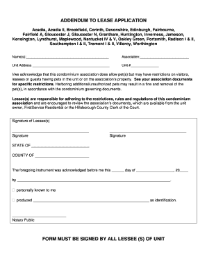 Addendum to Lease Application