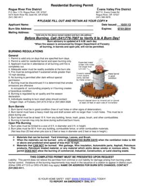 Residential Burning Permit