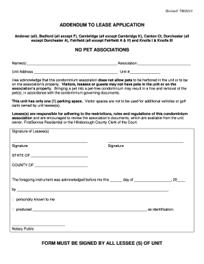 Addendum to Lease Application