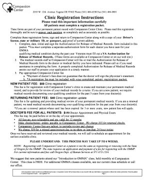 Compassion Center Clinic Registration Form