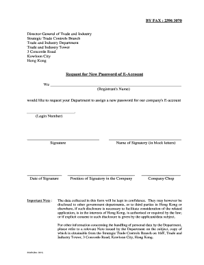 Request for New Password of E-Account