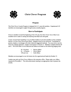 Chris Clover Awards Program Score Sheet