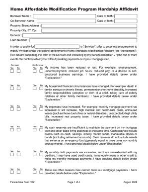 Home Affordable Modification Program Hardship Affidavit