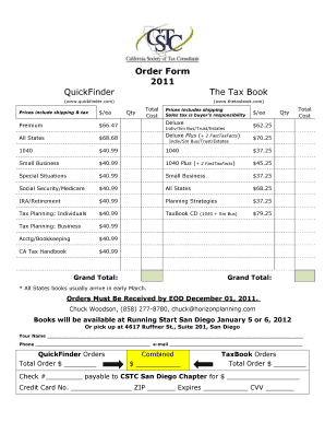 QuickFinder The Tax Book Order Form