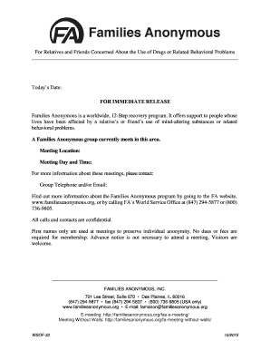 Families Anonymous Meeting Information