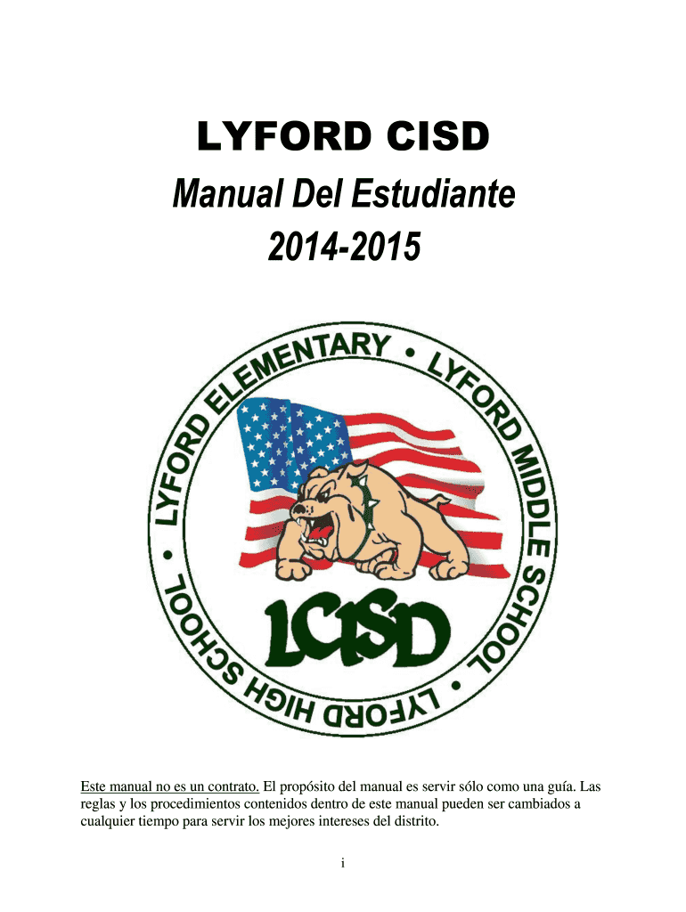 Manual Del Estudiante 2014-2015 - lyfordcisdnet Vista previa en la página 1