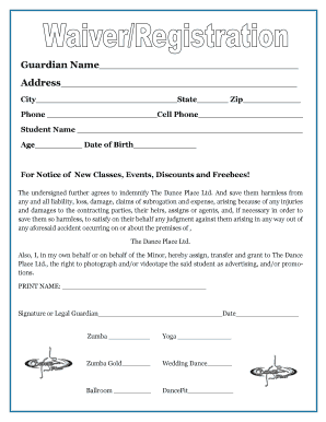 Dance Class Waiver and Media Consent Form