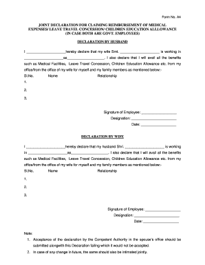 joint declaration form for central government employees