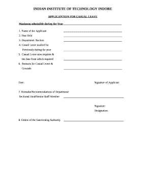IIT Indore Casual Leave Application
