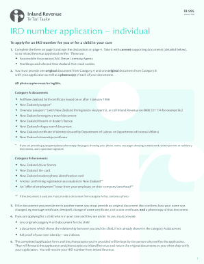 IRD Number Application Form