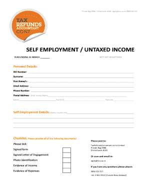 New Zealand Self Employment Tax Return Form