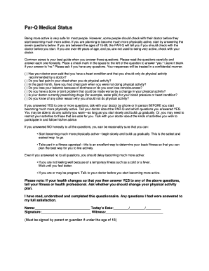 PAR-Q Medical Status Form