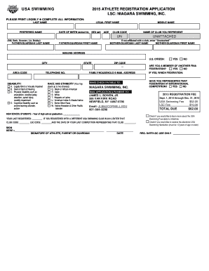 USA Swimming 2015 Athlete Registration Application