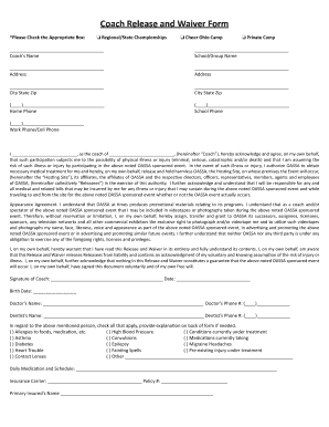 Coach Release and Waiver Form