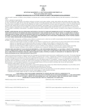 Michigan Activity Waiver and Indemnification Agreement