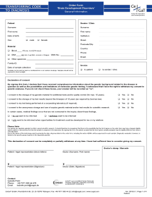 Brain Development Disorders Order Form
