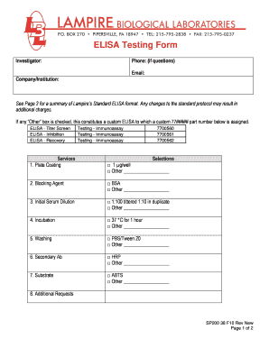 ELISA Testing Form