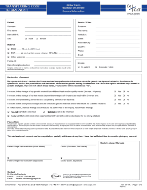 Skeletal Disorders Genetic Testing Order Form