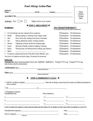 Food Allergy Action Plan