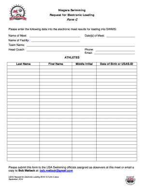 USA Swimming Electronic Loading Request Form