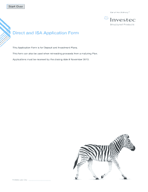 Investec Direct and ISA Application Form