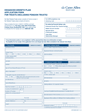 EnhancEd Growth Plan aPPlication Form For trusts