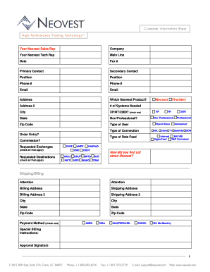 Customer Information Sheet