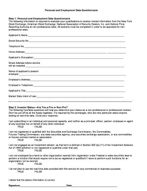 Market Data Non-Professional Rate Application