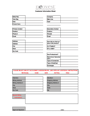 Customer Information Sheet