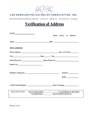 Verification of Address Form