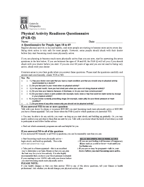 Physical Activity Readiness Questionnaire (PAR-Q)