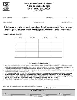 USC Non-Business Major Registration Request