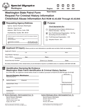 Washington State Patrol Criminal History Request Form