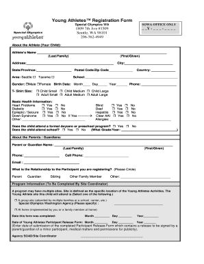 Young Athletes Registration Form