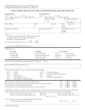 Long Term Care Facility Application for Medicare and Medicaid