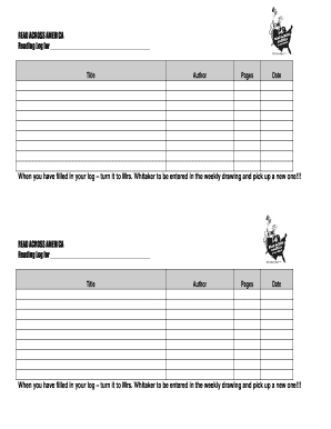 Read Across America Reading Log