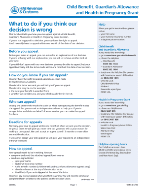 UK Child Benefit Appeal Form