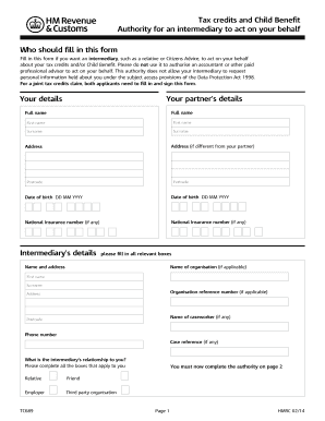 UK Tax Credits and Child Benefit Authority Form