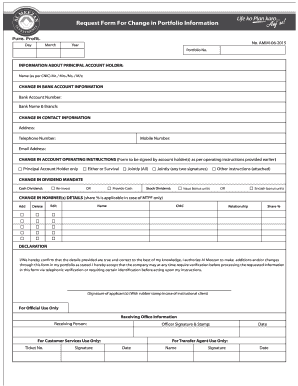 Request Form For Change in Portfolio Information