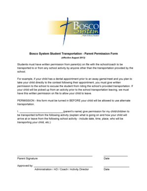 Student Transportation Permission Form