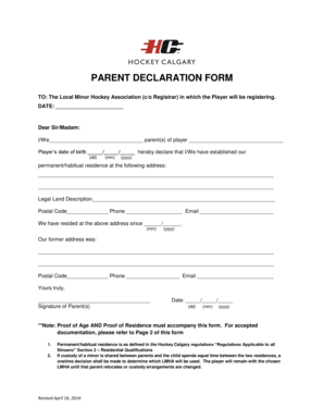 Parent Declaration Form