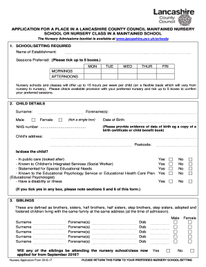 Nursery School Application Form